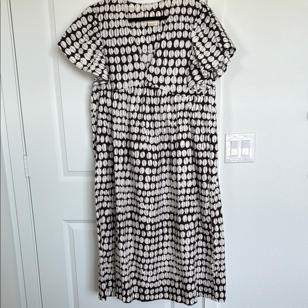 ANTHROPOLOGIE- Dark Brown and White Dress- L